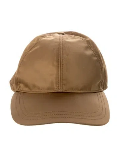 Pre-owned Prada Enameled Metal Triangle Baseball Cap In Brown