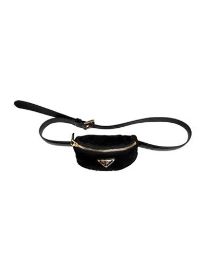 Pre-owned Prada Enameled Metal Triangle Belt Bag In Black