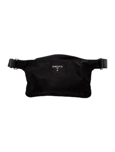 Pre-owned Prada Enameled Metal Triangle Belt Bag In Black