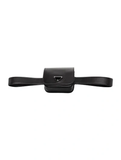 Pre-owned Prada Enameled Metal Triangle Belt Bag In Black