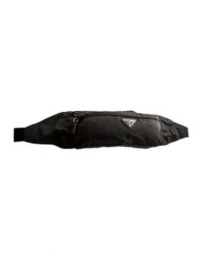 Pre-owned Prada Enameled Metal Triangle Belt Bag In Black