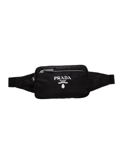 Pre-owned Prada Enameled Metal Triangle Belt Bag In Black