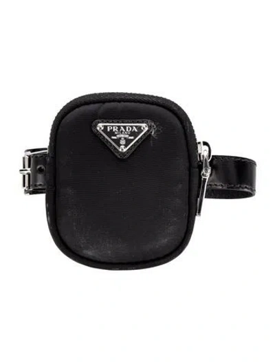 Pre-owned Prada Enameled Metal Triangle Belt Bag In Black