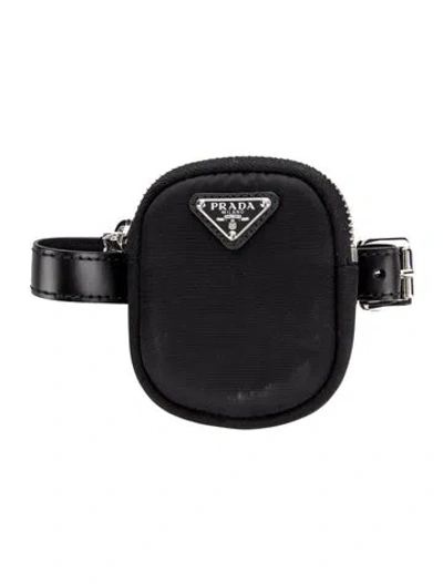 Pre-owned Prada Enameled Metal Triangle Belt Bag In Black