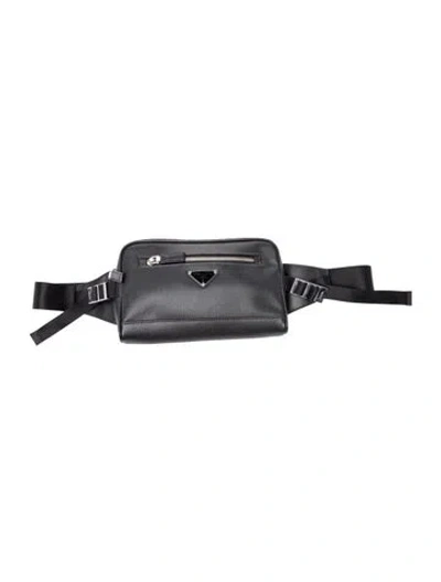 Pre-owned Prada Enameled Metal Triangle Belt Bag In Black