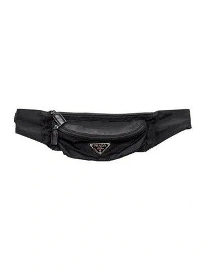 Pre-owned Prada Enameled Metal Triangle Belt Bag In Black