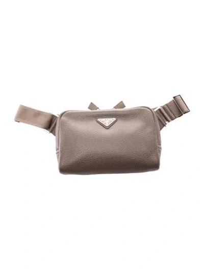 Pre-owned Prada Enameled Metal Triangle Belt Bag In Neutral