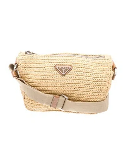 Pre-owned Prada Enameled Metal Triangle Belt Bag In Neutrals
