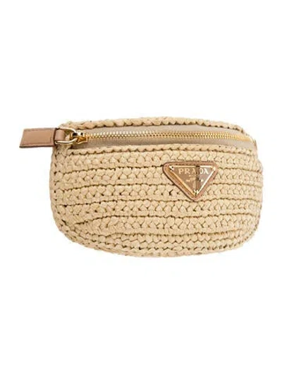 Pre-owned Prada Enameled Metal Triangle Belt Bag In Neutrals