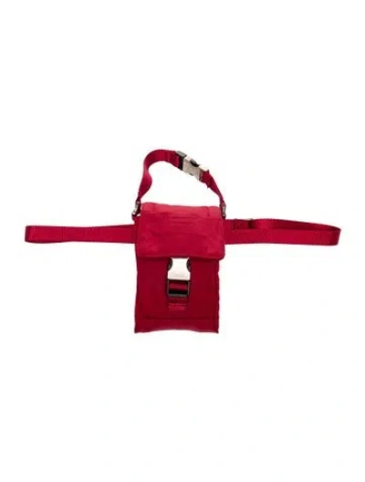 Pre-owned Prada Enameled Metal Triangle Belt Bag In Red