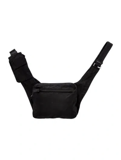 Pre-owned Prada Enameled Metal Triangle Belt Bag Vintage In Black