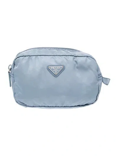 Pre-owned Prada Enameled Metal Triangle Belt Bag Vintage In Blue