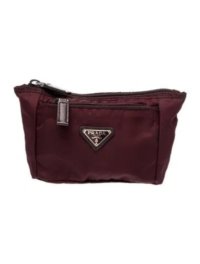 Pre-owned Prada Enameled Metal Triangle Belt Bag Vintage In Burgundy