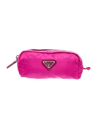 Pre-owned Prada Enameled Metal Triangle Belt Bag Vintage In Pink