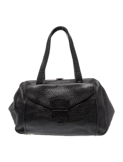 Pre-owned Prada Enameled Metal Triangle Berlino In Black