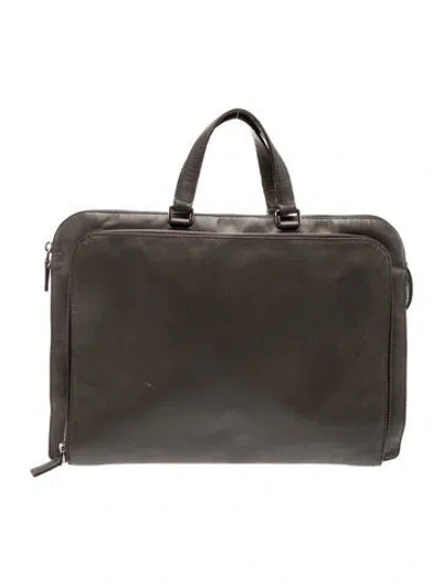 Pre-owned Prada Enameled Metal Triangle Briefcase In Brown