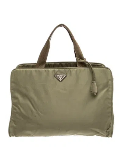 Pre-owned Prada Enameled Metal Triangle Briefcase Vintage In Green