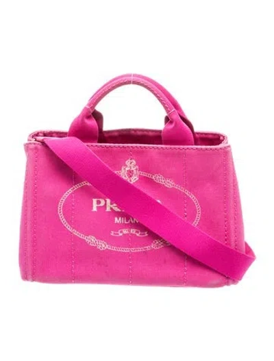 Pre-owned Prada Enameled Metal Triangle Canapa In Pink