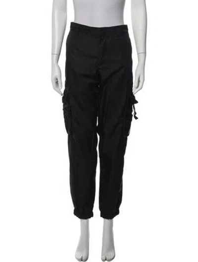 Pre-owned Prada Enameled Metal Triangle Cargo Pants In Black