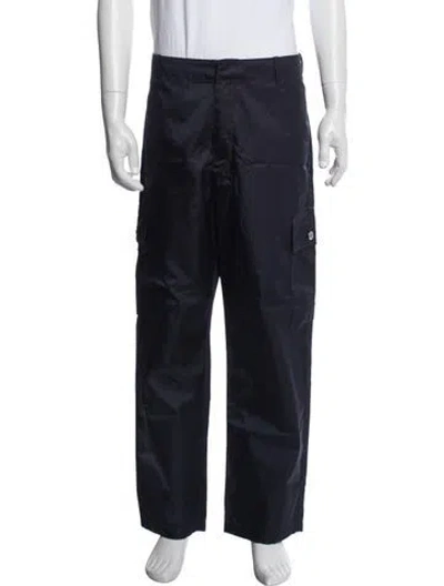 Pre-owned Prada Enameled Metal Triangle Cargo Pants In Blue