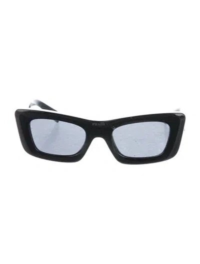 Pre-owned Prada Enameled Metal Triangle Cat-eye Sunglasses In Black
