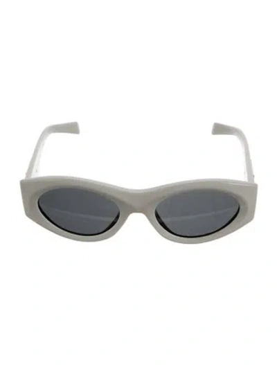 Pre-owned Prada Enameled Metal Triangle Cat-eye Sunglasses In White