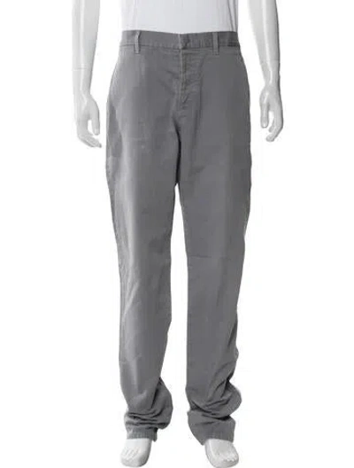 Pre-owned Prada Enameled Metal Triangle Chinos In Gray