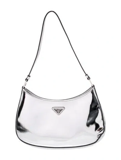 Pre-owned Prada Enameled Metal Triangle Cleo