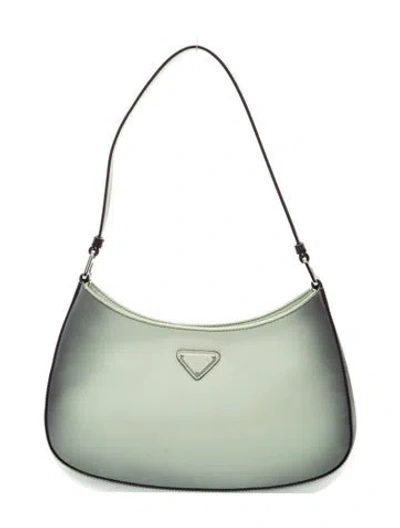 Pre-owned Prada Enameled Metal Triangle Cleo In Green