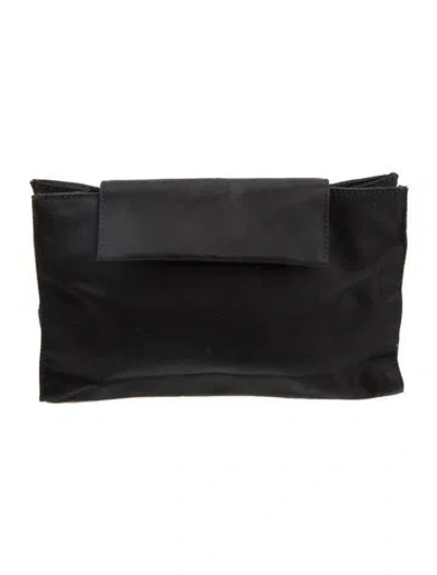 Pre-owned Prada Enameled Metal Triangle Clutch In Black