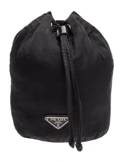 Pre-owned Prada Enameled Metal Triangle Clutch In Black