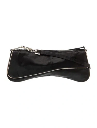 Pre-owned Prada Enameled Metal Triangle Clutch In Black