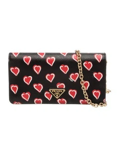 Pre-owned Prada Enameled Metal Triangle Clutch In Black