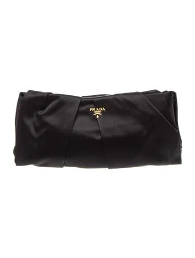 Pre-owned Prada Enameled Metal Triangle Clutch In Black