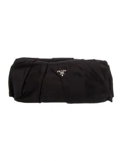 Pre-owned Prada Enameled Metal Triangle Clutch In Black