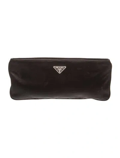 Pre-owned Prada Enameled Metal Triangle Clutch In Brown