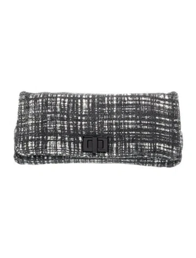 Pre-owned Prada Enameled Metal Triangle Clutch In Grey