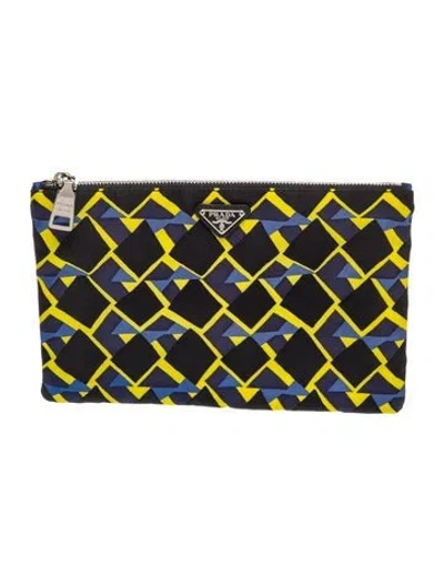 Pre-owned Prada Enameled Metal Triangle Clutch In Multi