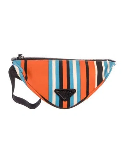 Pre-owned Prada Enameled Metal Triangle Clutch In Multicolor