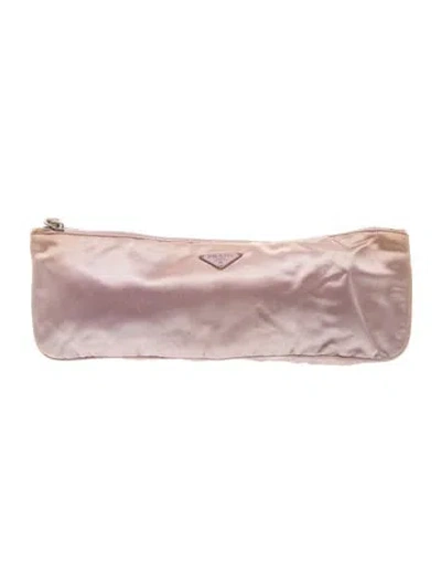 Pre-owned Prada Enameled Metal Triangle Clutch In Pink