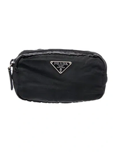 Pre-owned Prada Enameled Metal Triangle Clutch Vintage In Black