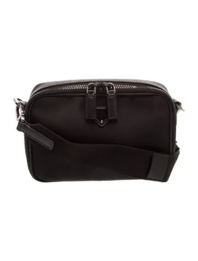 Pre-owned Prada Enameled Metal Triangle Crossbody Bag In Black