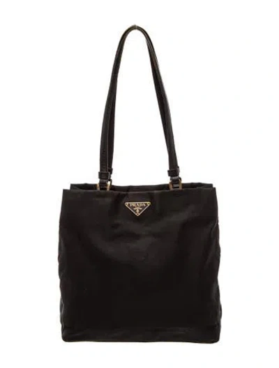 Pre-owned Prada Enameled Metal Triangle Evening Bag In Black