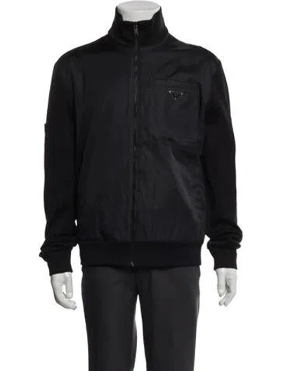 Pre-owned Prada Enameled Metal Triangle Jacket In Black
