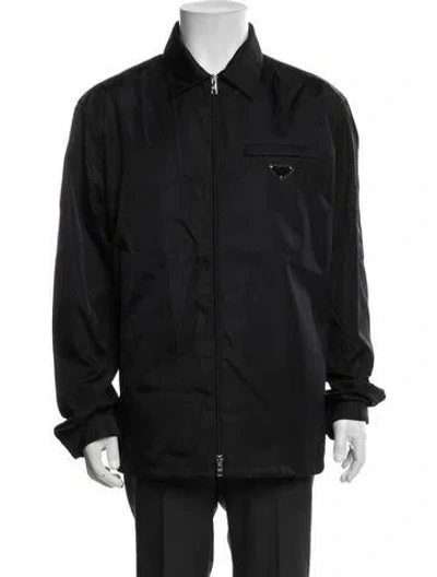 Pre-owned Prada Enameled Metal Triangle Jacket In Black
