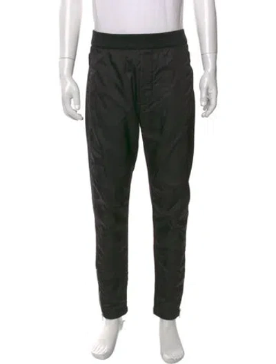 Pre-owned Prada Enameled Metal Triangle Joggers In Black