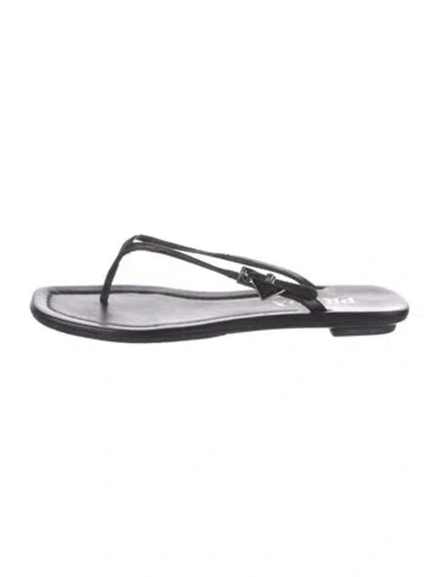 Pre-owned Prada Enameled Metal Triangle Leather Flip Flops In Multi