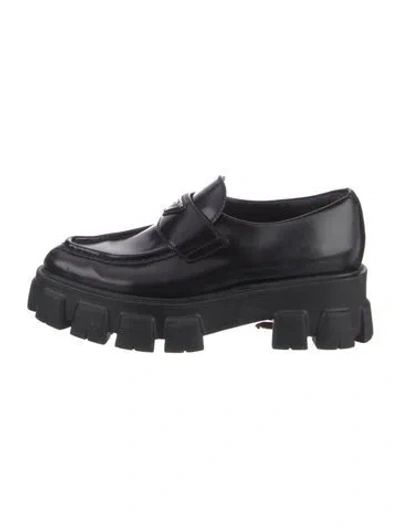 Pre-owned Prada Enameled Metal Triangle Leather Oxfords In Multi