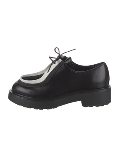 Pre-owned Prada Enameled Metal Triangle Leather Oxfords In Multi