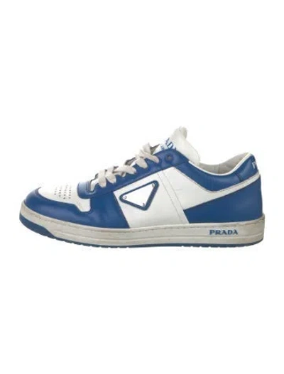 Pre-owned Prada Enameled Metal Triangle Leather Sneakers In Multi